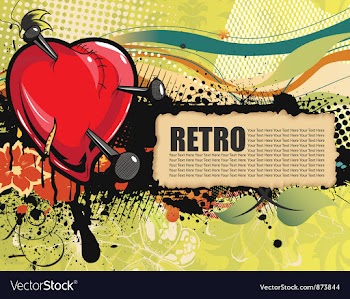 Heart with floral and grunge vector image