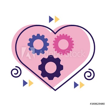 heart with gears flat style icon