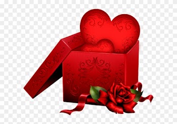 Heart With Gift Box - Valentines Day Roses Png