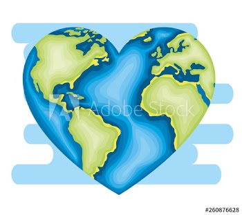 heart with global map to earth day