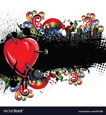 Heart with grunge and floral vector image