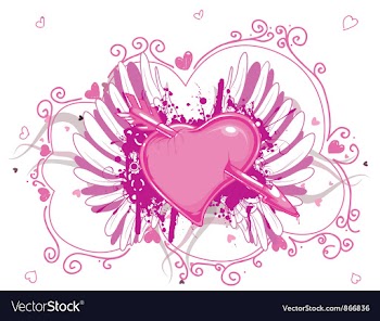 Heart with grunge and wings vector image