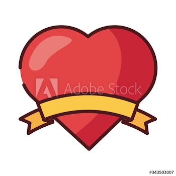 heart with ribbon frame line and fill style icon