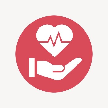 Heartbeat hand icon badge, flat | Free Icons - rawpixel