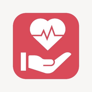 Heartbeat hand icon, flat square | Free Icons - rawpixel