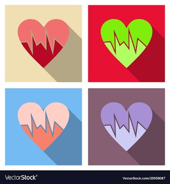 Heartbeat icon red and rose heart with cardio line vector image