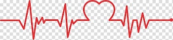 Heartbeat monitor illustration, Chart Heart rate Electrocardiography Red, Heartbeat line transparent background PNG clipart
