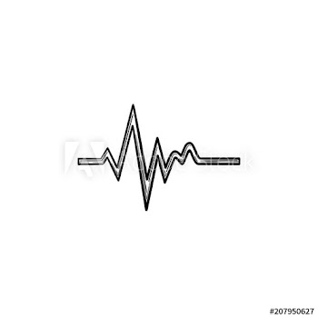 Heartbeat trace on cardiogram hand drawn outline doodle icon