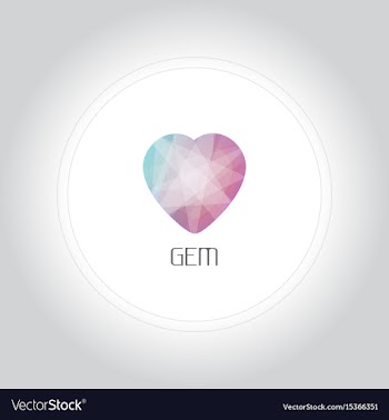 Hearth shape gem logo in low lolygon style vector image