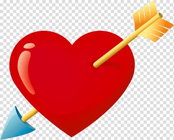 Hearts and arrows , Valentine Red Heart with Arrow , arrow across heart transparent background PNG clipart