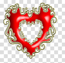 Hearts Collection, silver and red heart pendant necklace transparent background PNG clipart