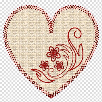 Hearts Embroidery , beige and red heart illustration transparent background PNG clipart