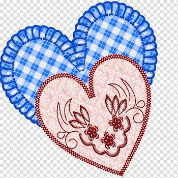 Hearts Embroidery h, blue and pink heart transparent background PNG clipart