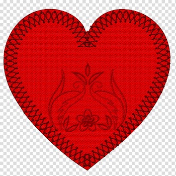 Hearts Embroidery h, red and black heart artwork with blue background transparent background PNG clipart