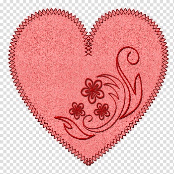 Hearts Embroidery h, red floral heart decor transparent background PNG clipart