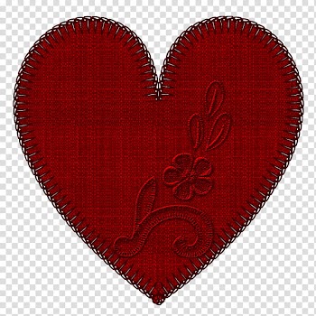 Hearts Embroidery h, red floral heart patch transparent background PNG clipart