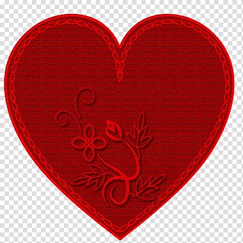 Hearts Embroidery h, red floral heart transparent background PNG clipart