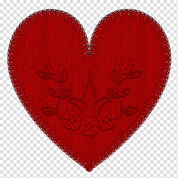 Hearts Embroidery h, red heart floral illustration transparent background PNG clipart