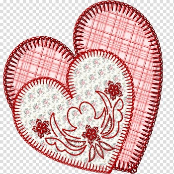 Hearts Embroidery , pink and white heart illustration transparent background PNG clipart