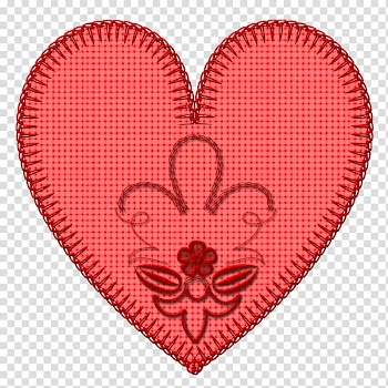 Hearts Embroidery , pink heart illustration transparent background PNG clipart
