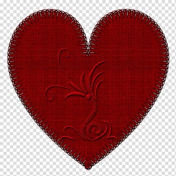 Hearts Embroidery , red embroidered illustration transparent background PNG clipart