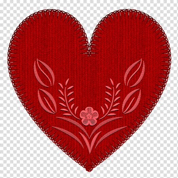 Hearts Embroidery , red floral heart illustration transparent background PNG clipart