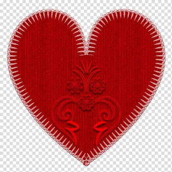 Hearts Embroidery , red heart art transparent background PNG clipart