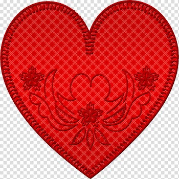Hearts Embroidery , red heart illustration transparent background PNG clipart