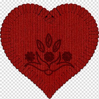 Hearts Embroidery , red heart-shaped floral textile transparent background PNG clipart