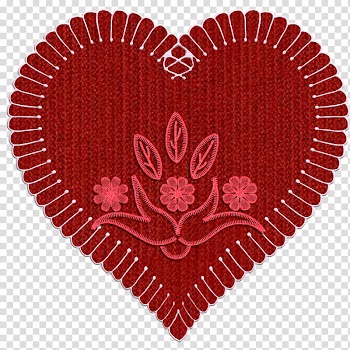 Hearts Embroidery , red heart wall art transparent background PNG clipart