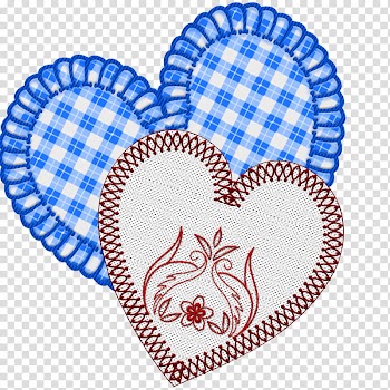 Hearts Embroidery , two red and blue heart arts transparent background PNG clipart