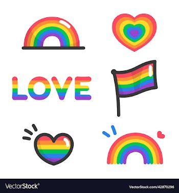 hearts flags and rainbows for pride month sticker
