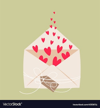 hearts in envelope and a little tag with love