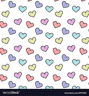 hearts seamless pattern hand drawn cute