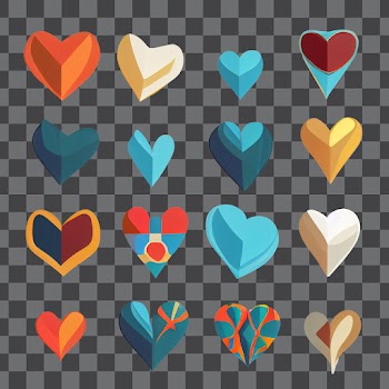 hearts set for wedding and valentine design - png transparent