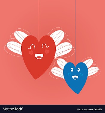  					Hearts with wings vector image														