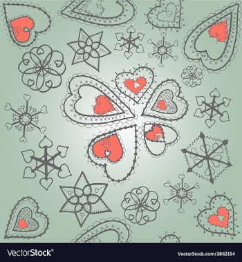 Heartssnowflakes06 vector image
