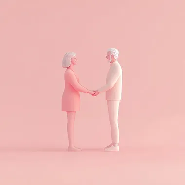 Heartwarming Connection: Middle-Aged Adult and Elderly Person Holding Hands