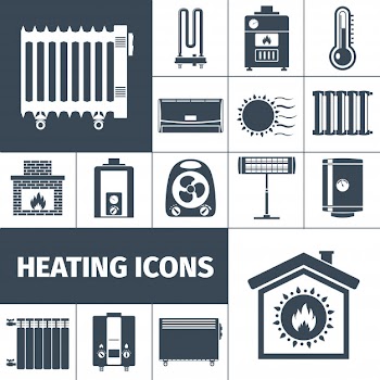 Heating flat icon set Free Vector