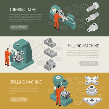 Heavy industry 3 isometric banners set Free Vector