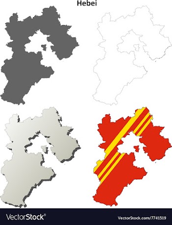 Hebei blank outline map set vector image