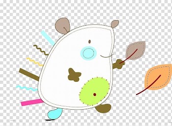 Hedgehog Cartoon Illustration, The mouse picks up the leaves transparent background PNG clipart