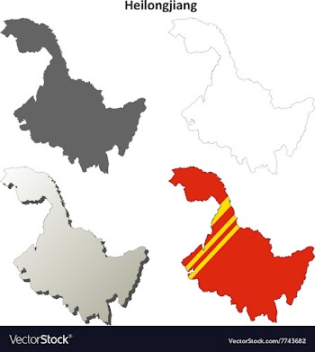 Heilongjiang blank outline map set vector image