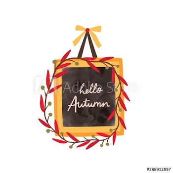 Hello autumn flat frame vector template