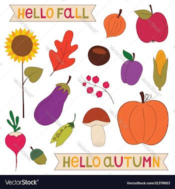  					Hello fall nature elements clip art set vector image														