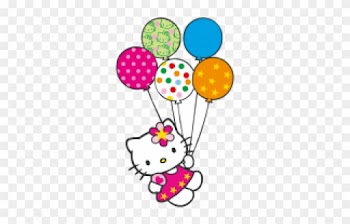 Hello Kitty Birthday Cake Cat Clip Art - Hello Kitty With Balloons