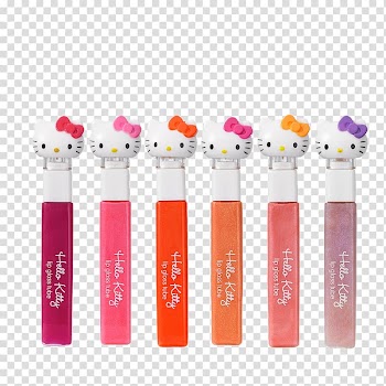 Hello Kitty Color Light, 6 colors Hello Kitty lip gloss transparent background PNG clipart