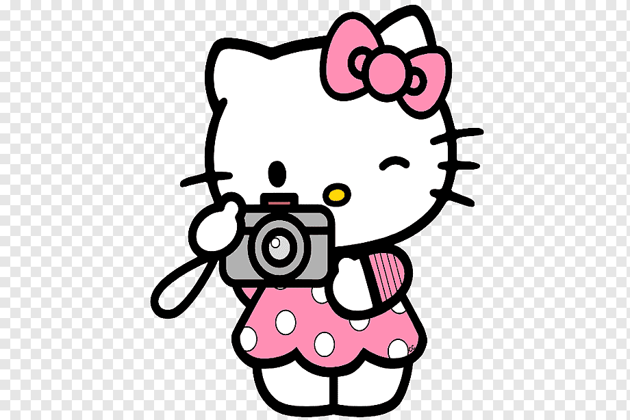 Hello Kitty holding gray camera, Hello Kitty Online, hello-kitty birthday, logo, cartoon, desktop Wallpaper png