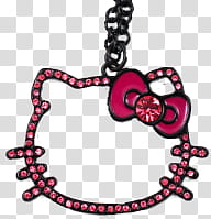 Hello Kitty Set , pink gemstone and black Hello Kitty head frame accessory transparent background PNG clipart