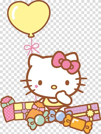 Hello Kitty sitting near gift boxes illustration, Hello Kitty Sanrio Japan Chore chart Cat, Hello kitty font transparent background PNG clipart
